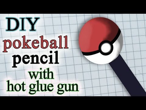 [DIY] POKEBALL PENCIL with Hot Glue Gun - Pokemon Go #1 *with tutorials