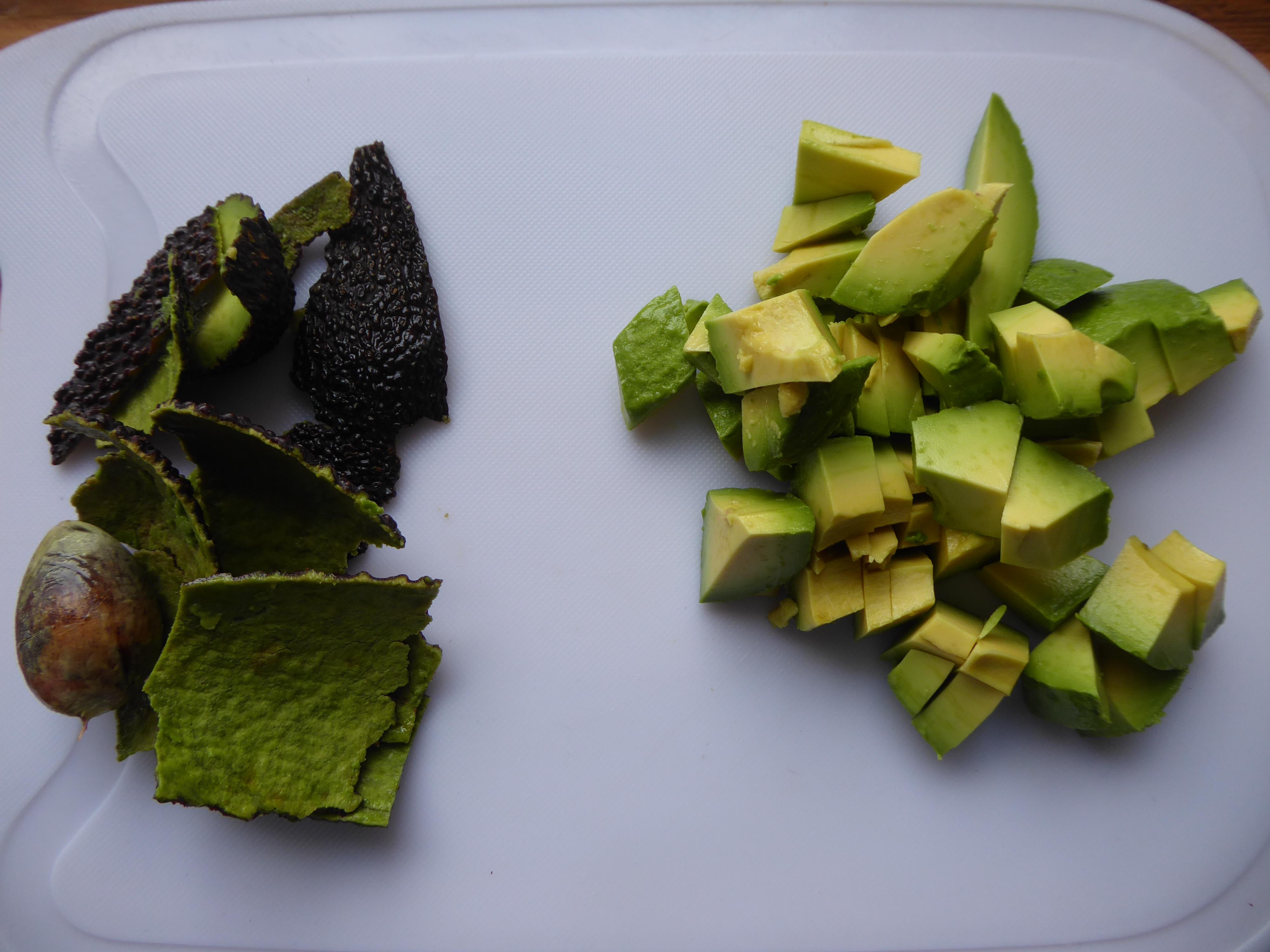 Avocado peel and cube.JPG