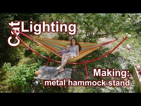 DIY metal hammock stand - easy to make with limited tools.