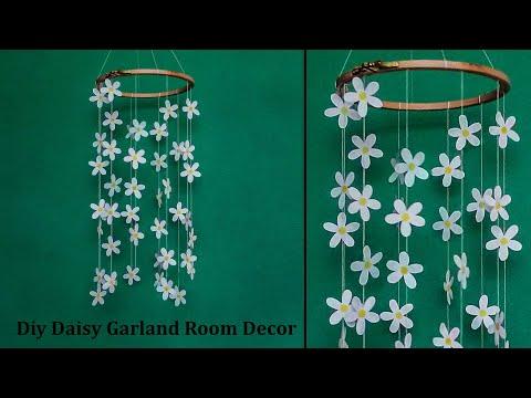 Diy Daisy Wall Hanging Room Decor, Diy Daisy Room Decoration Ideas, Wall Hanging Ideas