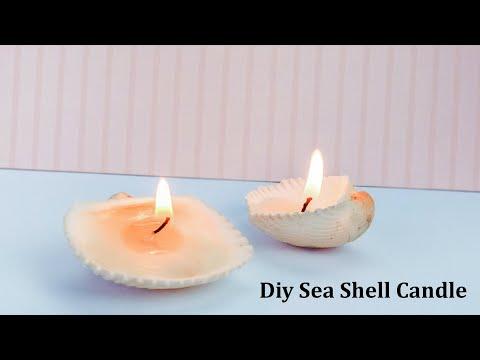 Diy Sea Shell Candle, Diy Candle Decor, Diy Room Decor Ideas