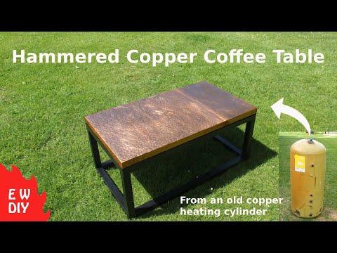 Hammered Copper Coffee Table // Made from an old heating cylinder //