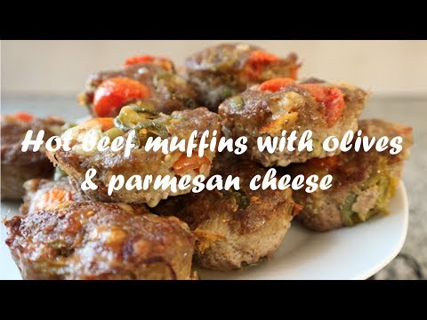 Hot beef muffins with olives &amp;amp; parmesan cheese recipe