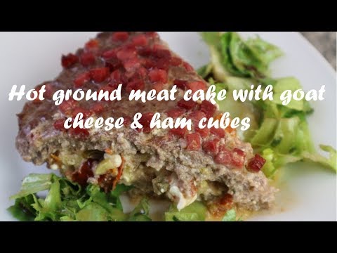 Hot ground meat cake with goat cheese &amp;amp; ham cubes recipe