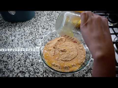 Mixing cookie with melted butter