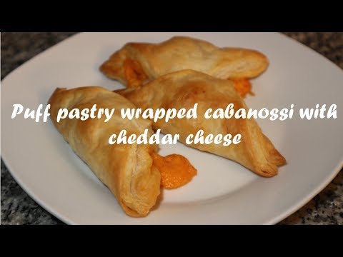 Puff pastry wrapped cabanossi with cheddar cheese recipe