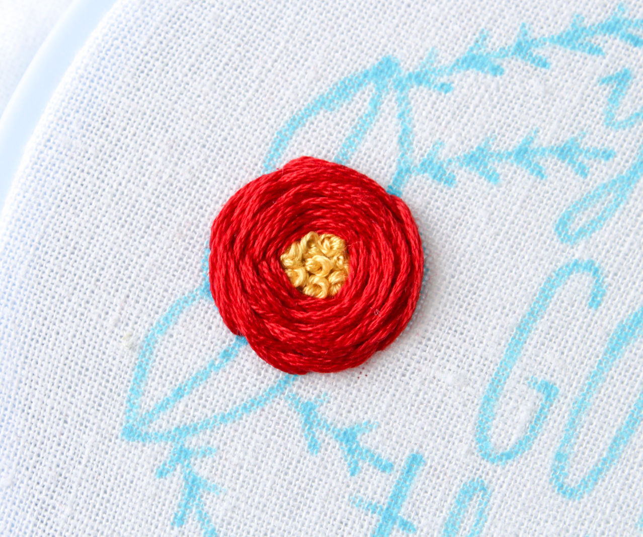 Embroidered Flowers With French Knot Centers