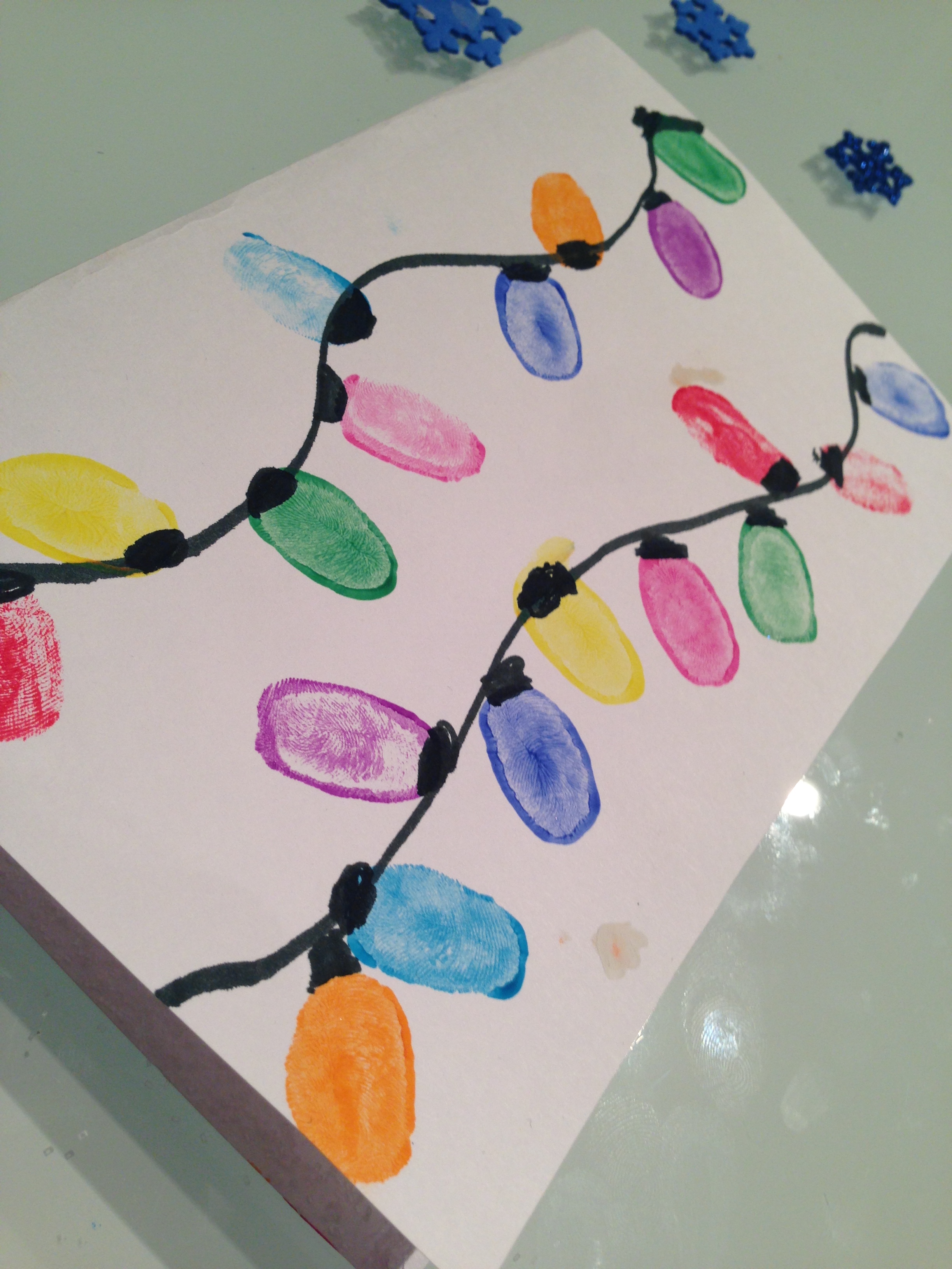 Thumb Print Christmas Lights Card